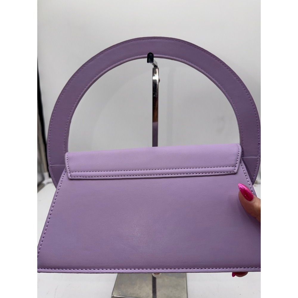 MG Purple Circular Handle Handbag with Pearl Chain Detail Lilac Evening Bag - Picture 6 of 11